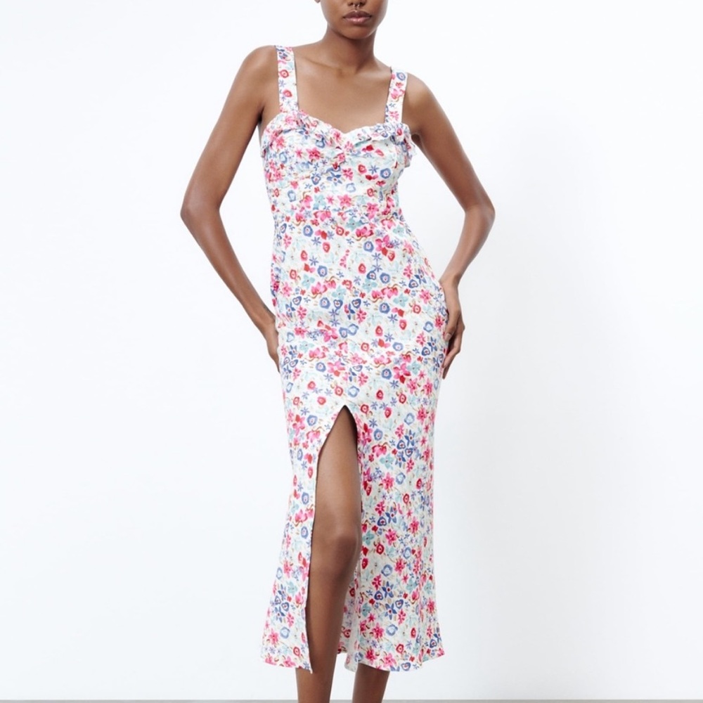 Zara Floral Multicolored Dress NWT